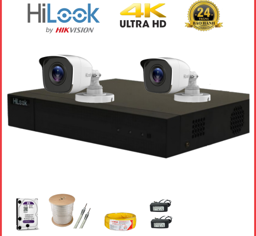 Trọn bộ 02 camera thân HILOOK full HD 1080P giá rẻ COMBO 02TBSHilook2.0