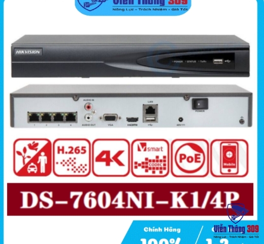 Đầu ghi hình IP 4 kênh HIKVISION DS-7604NI-K1