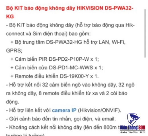 Bộ kit báo động không dây DS-PWA32-KG