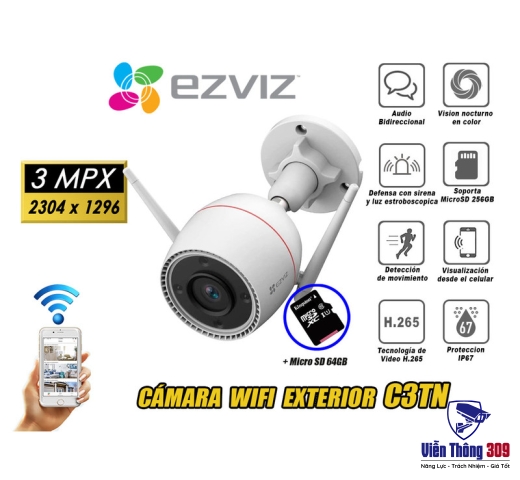 Camera WiFi ngoài trời 3MP EZVIZ C3TN OutPro