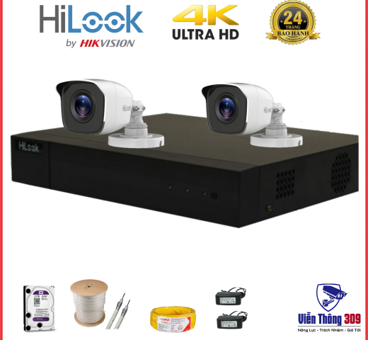 Trọn bộ 02 camera thân HILOOK full HD 1080P giá rẻ COMBO 02TBSHilook2.0