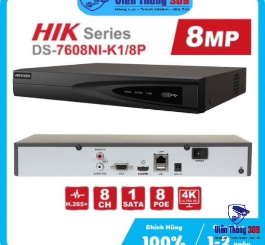 Đầu ghi hình camera IP 8 kênh HIKVISION DS-7608NI-K1(C)