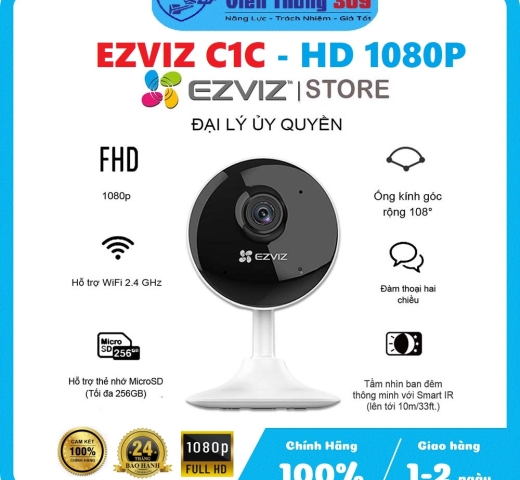 Camera WIFI EZVIZ C1C-B 2MP, camera ip trong nhà, góc rộng cố định