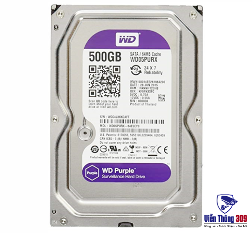 Ổ cứng HDD Western Digital Purple 500G - Hàng chính hãng