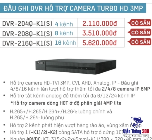 Đầu ghi hình TVI-IP 4 kênh HILOOK DVR-204Q-K1(S)