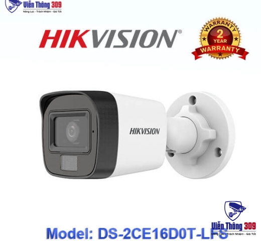 Camera Hikvision DS-2CE16D0T-LFS hồng ngoại 2mp, camera có tích hợp mic, có màu ban đêm