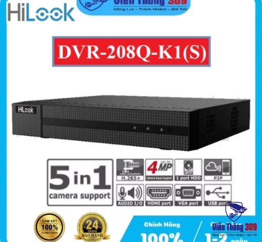 Đầu ghi hình TVI-IP 8 kênh HILOOK DVR-208Q-K1(S)