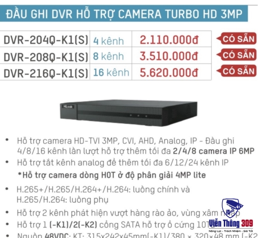 Đầu ghi hình TVI-IP 16 kênh HILOOK DVR-216Q-K1(S)