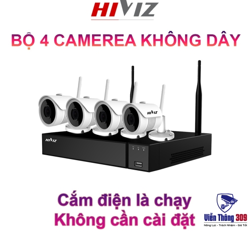 Trọn Bộ 4 Camera Wifi HIVIZ  HI-KIT904W 1080P, Chính Hãng